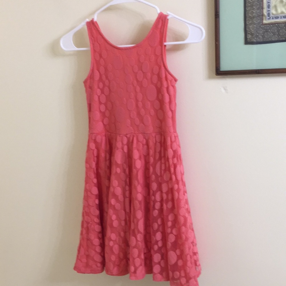 Orangish/pinkish Polk a dot dress